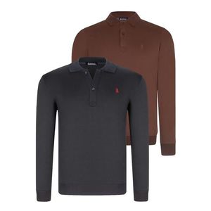 DOUBLE SET V4007 DEWBERRY MEN'S SWEATSHIRT-NAVY-BROWN obraz