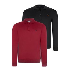 DOUBLE SET V4007 DEWBERRY MEN'S SWEATSHIRT-BLACK-BURGUNDY obraz