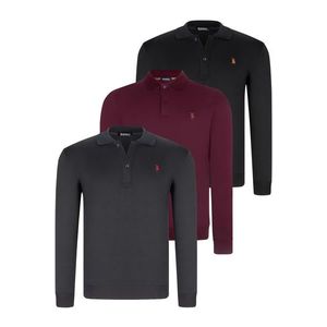 TRIPLE SET V4007 DEWBERRY MEN'S SWEATSHIRT-BLACK-NAVY-PURPLE obraz