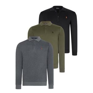 TRIPLE SET V4007 DEWBERRY MEN'S SWEATSHIRT-BLACK-ANTHRACITE-KHAKI obraz