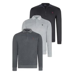 TRIPLE SET V4007 DEWBERRY MEN'S SWEATSHIRT-NAVY-ANTHRACITE-GREY obraz