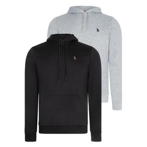 DOUBLE SET V4011 DEWBERRY MEN'S HOODED SWEATSHIRT-BLACK-GREY obraz