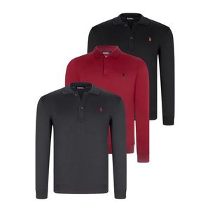 TRIPLE SET V4007 DEWBERRY MEN'S SWEATSHIRT-BLACK-NAVY-BURGUNDY obraz