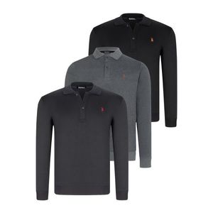 TRIPLE SET V4007 DEWBERRY MEN'S SWEATSHIRT-BLACK-NAVY-ANTHRACITE obraz