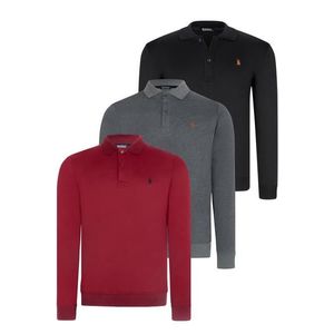 TRIPLE SET V4007 DEWBERRY MEN'S SWEATSHIRT-BLACK-ANTHRACITE-BURGUNDY obraz