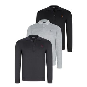 TRIPLE SET V4007 DEWBERRY MEN'S SWEATSHIRT-BLACK-NAVY-GREY obraz