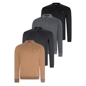 QUADRUPLE SET V4007 DEWBERRY MEN'S SWEATSHIRT-BLACK-NAVY-ANTHRACITE-CAMEL obraz