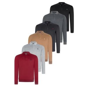 SET OF SIX V4007 DEWBERRY MEN'S SWEATSHIRT-BLACK-NAVY-ANTHRACITE-GREY-BURGUNDY-CAMEL obraz