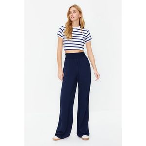 Trendyol Navy Blue Wide Leg / Wide Ankle Waist Elastic Woven Trousers obraz