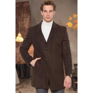 PLT8361 DEWBERRY SLIM FIT MEN'S COAT-PLAIN BROWN obraz