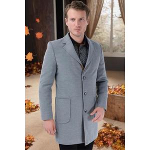 PLT8384 DEWBERRY MEN'S COAT-STRAIGHT GREY obraz