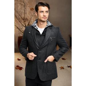 K7540 DEWBERRY MEN'S COAT-LIGHT PATTERNED ANTHRACITE obraz