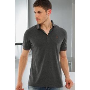 T8586 DEWBERRY MEN'S POLO NECK T-SHIRT-LIGHT ANTHRACITE obraz