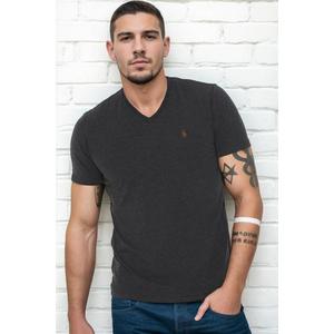 T8568 DEWBERRY V-NECK MEN'S T-SHIRT-ANTHRACITE-2 obraz