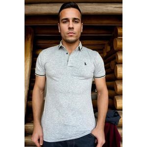 T8586 DEWBERRY MEN'S POLO NECK T-SHIRT-PLAIN GREY obraz