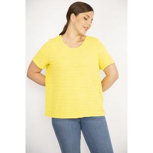 Şans Women's Yellow Plus Size Sequined Blouse obraz