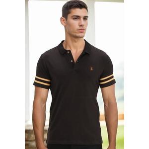 T8585 DEWBERRY MEN'S T-SHIRT-BLACK-CAMEL-2 obraz