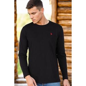 T8588 DEWBERRY BIKE COLLAR LONG SLEEVE T-SHIRT-BLACK-2 obraz