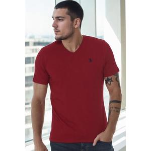 T8568 DEWBERRY V-NECK MEN'S T-SHIRT-BURGUNDY-1 obraz