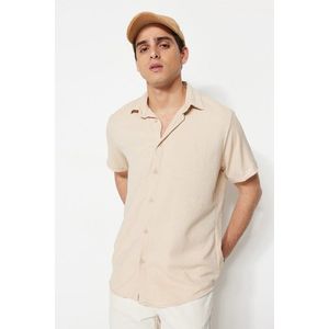 Trendyol Stone Regular Fit Short Sleeve Summer Textured Knitted Shirt obraz