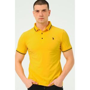 T8586 DEWBERRY MEN'S POLO NECK T-SHIRT-LIGHT YELLOW obraz