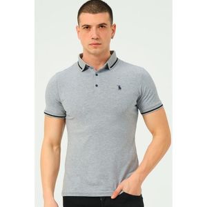 T8586 DEWBERRY MEN'S POLO NECK T-SHIRT-GREY-2 obraz