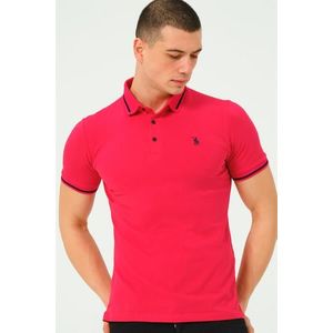 T8586 DEWBERRY MEN'S POLO NECK T-SHIRT-PLAIN FUCHSIA obraz