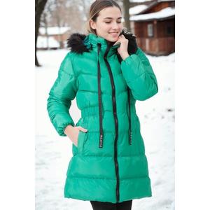 Z6764 DEWBERRY WOMEN'S COAT-PLAIN GREEN obraz