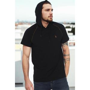 T8570 DEWBERRY HOODED MEN'S T-SHIRT-DARK BLACK obraz