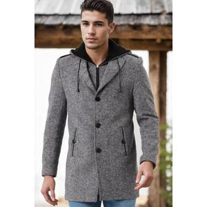 PLT8406 DEWBERRY MEN'S COAT-PATTERNED GREY-5 obraz