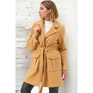 Z6778 DEWBERRY WOMEN'S COAT-DARK CAMEL obraz