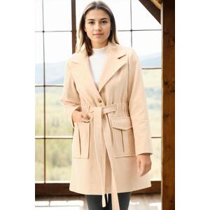 Z6778 DEWBERRY WOMEN'S COAT-DARK BEIGE obraz