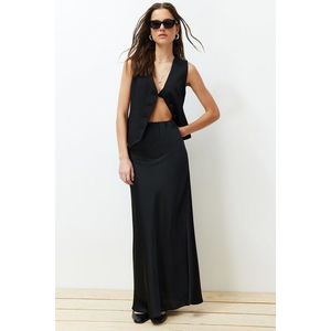 Trendyol Black Satin Fish Shape Maxi Length Woven Skirt obraz