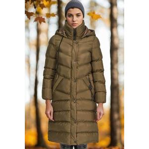 Z6719 DEWBERRY WOMEN'S COAT-PLAIN KHAKI obraz