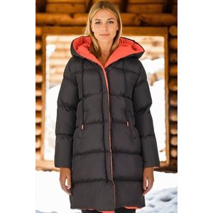 Z6687 DEWBERRY WOMEN'S COAT-BLACK-ORANGE-1 obraz