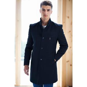 PLT8367 DEWBERRY MEN'S COAT-PLAIN NAVY BLUE obraz