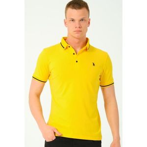 T8586 DEWBERRY MEN'S POLO NECK T-SHIRT-YELLOW-2 obraz