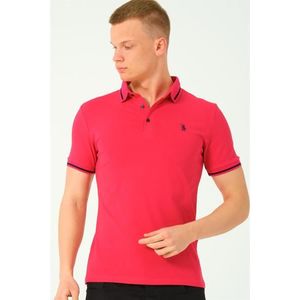 T8586 DEWBERRY MEN'S POLO NECK T-SHIRT-FUCHSIA-2 obraz