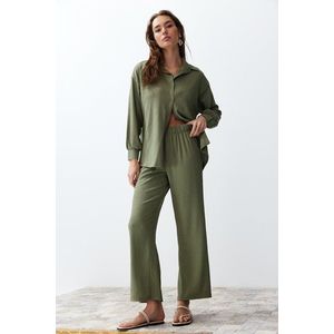 Trendyol Green Shirt Trousers Woven Bottom-Top Set obraz