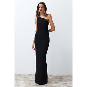 Trendyol Woven Long Evening Dress with Black Accessories obraz
