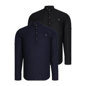 DOUBLE SET G783 DEWBERRY JUDGE COLLAR SHIRT-NAVY - BLACK obraz