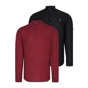 DOUBLE SET G783 DEWBERRY JUDGE COLLAR SHIRT-BLACK-BURGUNDY obraz