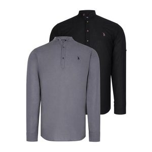 DOUBLE SET G783 DEWBERRY JUDGE COLLAR SHIRT-BLACK-ANTHRACITE obraz