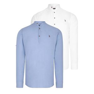 DOUBLE SET G783 DEWBERRY JUDGE COLLAR SHIRT-WHITE-BLUE obraz