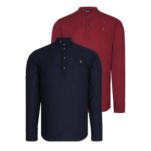 DOUBLE SET G783 DEWBERRY JUDGE COLLAR SHIRT-BURGUNDY-NAVY BLUE obraz