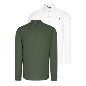 DOUBLE SET G783 DEWBERRY JUDGE COLLAR SHIRT-WHITE-KHAKI obraz