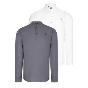 DOUBLE SET G783 DEWBERRY JUDGE COLLAR SHIRT-WHITE-ANTHRACITE obraz