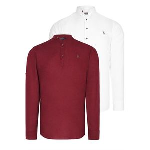 DOUBLE SET G783 DEWBERRY JUDGE COLLAR SHIRT-WHITE-BURGUNDY obraz