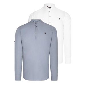 DOUBLE SET G783 DEWBERRY JUDGE COLLAR SHIRT-WHITE-GREY obraz