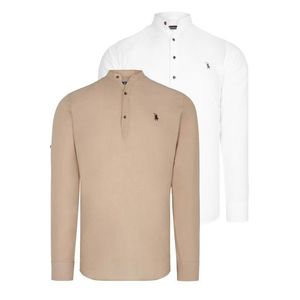 DOUBLE SET G783 DEWBERRY JUDGE COLLAR SHIRT-WHITE-BEIGE obraz